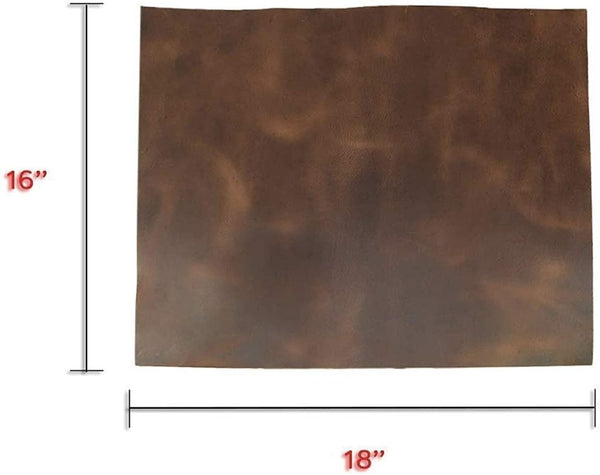 4-6 oz. (1.8-2.4mm) Bourbon Brown Full Grain Leather 16"×18" - Natural Cowhide for Crafts, Wallets, Tooling & Projects