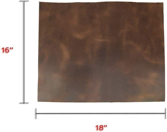 4-6 oz. (1.8-2.4mm) Bourbon Brown Full Grain Leather 16"×18" - Natural Cowhide for Crafts, Wallets, Tooling & Projects