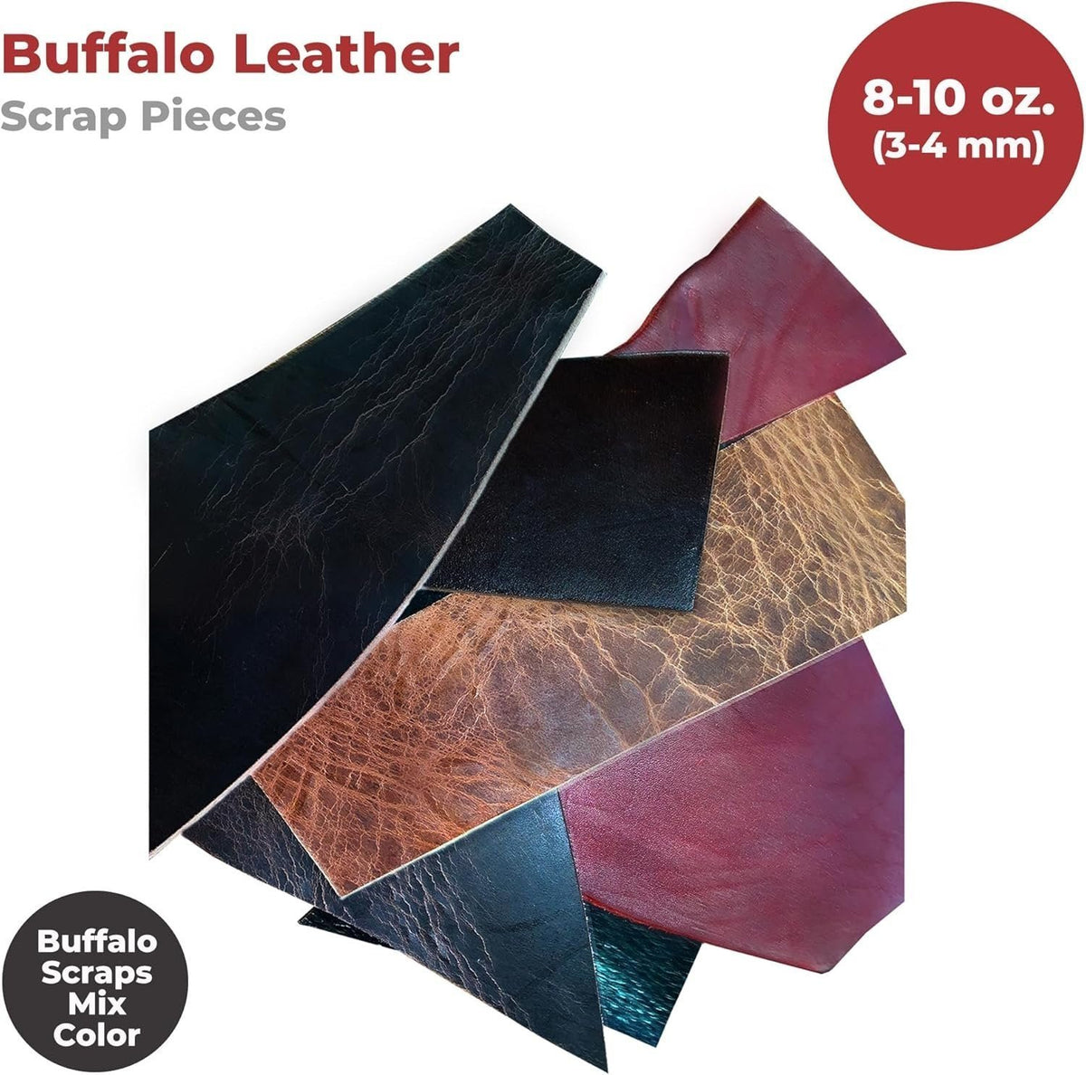 ELW Leather Scraps | Size: 1-100 LB | Genuine Cowhide Leather Remnants for Crafting, Ideal for DIY Leatherworking Projects Tooling, Holsters, Carving, Embossing, Stamping