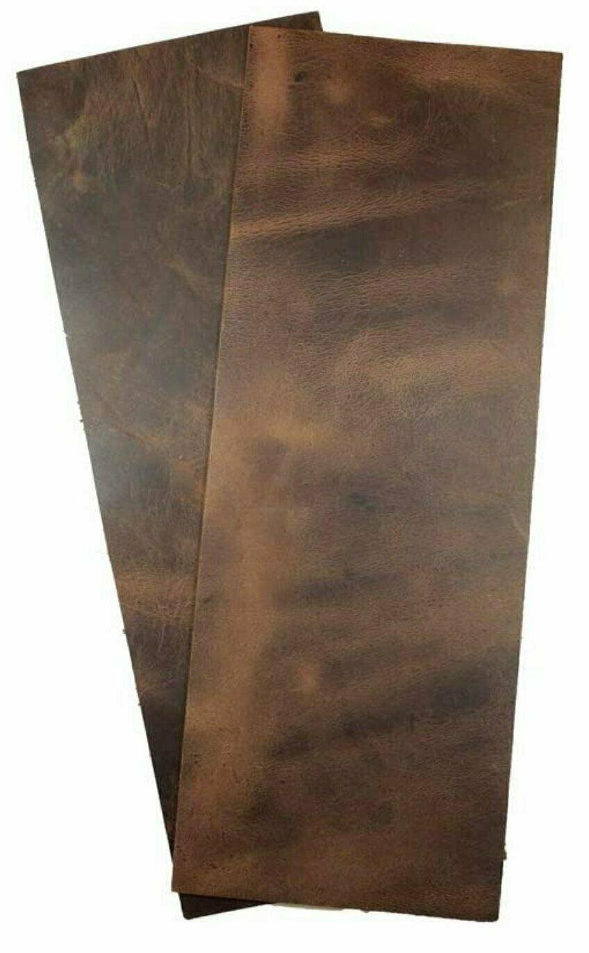 Full Grain Leather 5"x14" Set of 2 Tooling Crafts Cowhide 5/6oz (2.0mm) BROWN Main image