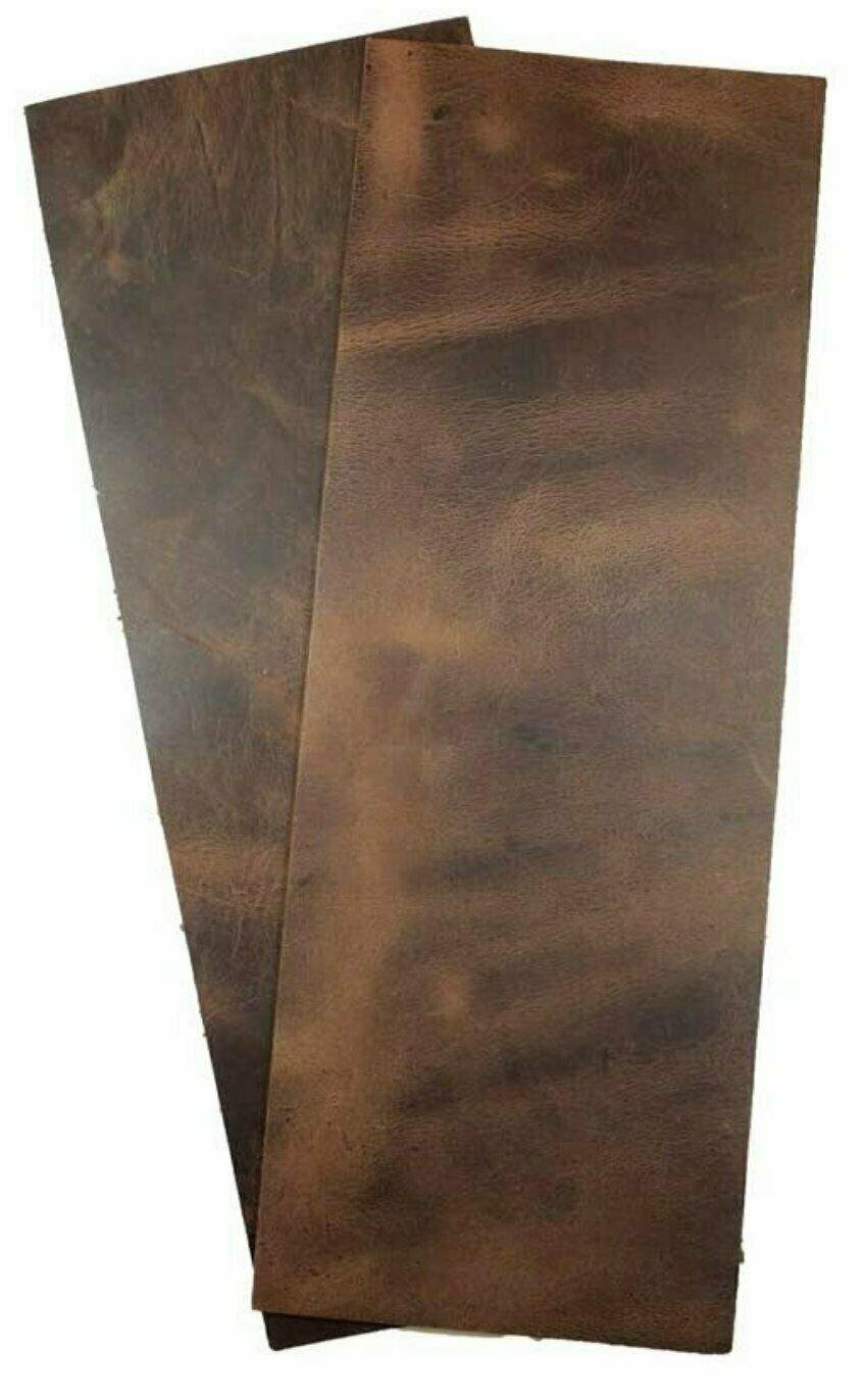 Full Grain Leather 5"x14" Set of 2 Tooling Crafts Cowhide 5/6oz (2.0mm) BROWN