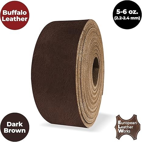 Buffalo Hide Leather Straps & Blank Belts 5-6 oz (2-2.4mm) 60" Length