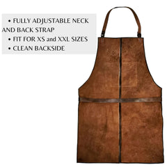 ELW Full Grain Leather Apron-2 Pouch Leather Apron, BBQ Apron, Men and Women's Apron, Kitchen, Cooking, Bartending, One Size