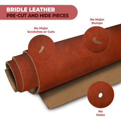 12-14 oz (4.8-5.6mm) Bridle Veg Tan Leather Cowhide