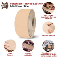 Thick Leather Strip Vegetable Tanned Import Cowhide 11-12 oz / 4mm-5mm / Perfect for Tooling Leather Crafting Belts, Straps, Harnesses, Saddle, DIY | Full Grain Leather