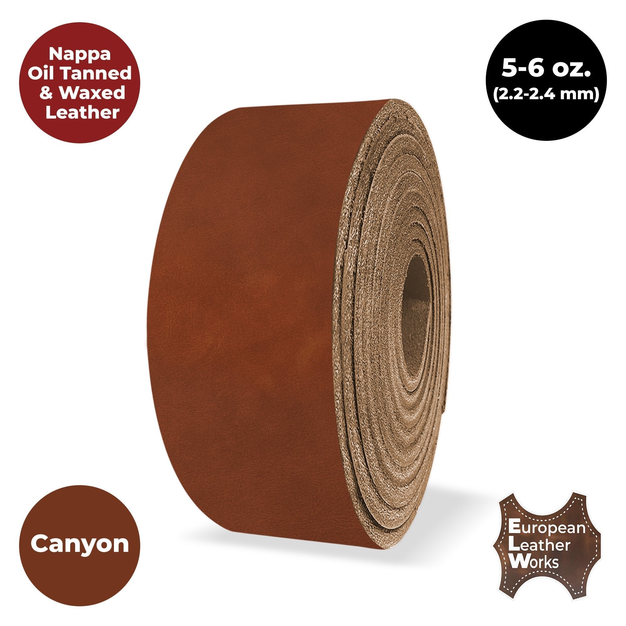 ELW 5-6 oz (2-2.4mm) Nappa Oil Tanned & Waxy Finish Leather 72" (183cm) Length, Belt Grade Straps Full Grain Length Craftsman A/B Grade Natural Cowhide, DIY, Crafting, Strips Secondary image