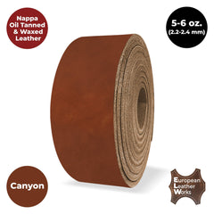 ELW 5-6 oz (2-2.4mm) Nappa Oil Tanned & Waxy Finish Leather 72" (183cm) Length, Belt Grade Straps Full Grain Length Craftsman A/B Grade Natural Cowhide, DIY, Crafting, Strips