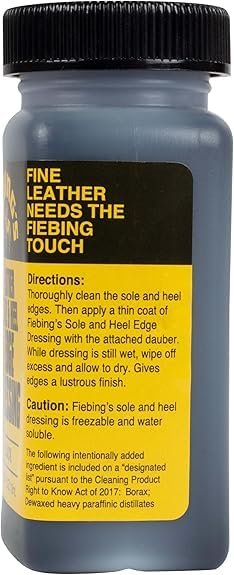 Fiebing's Leather Sole & Heel Edge Dressing, 2-Pack Black (4 oz) - High Gloss Shoe Dressing for Leather Soles & Heels - Provides a Protective Finish - Includes Brush Applicator