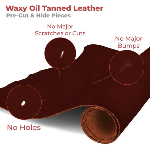European Leather Work Oil Tanned Waxy Finish Leather 5-6 oz (2-2.4mm)  72" Length Full Grain Cowhide Handmade Leather for DIY, Crafts, Sheaths