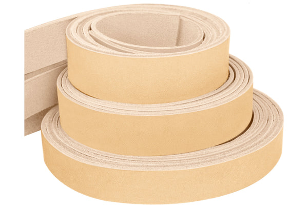 #2 Vegetable Tan Import Cowhide Leather Strip 8/9 oz Size: 50" Length and 1/2" to 4" Width