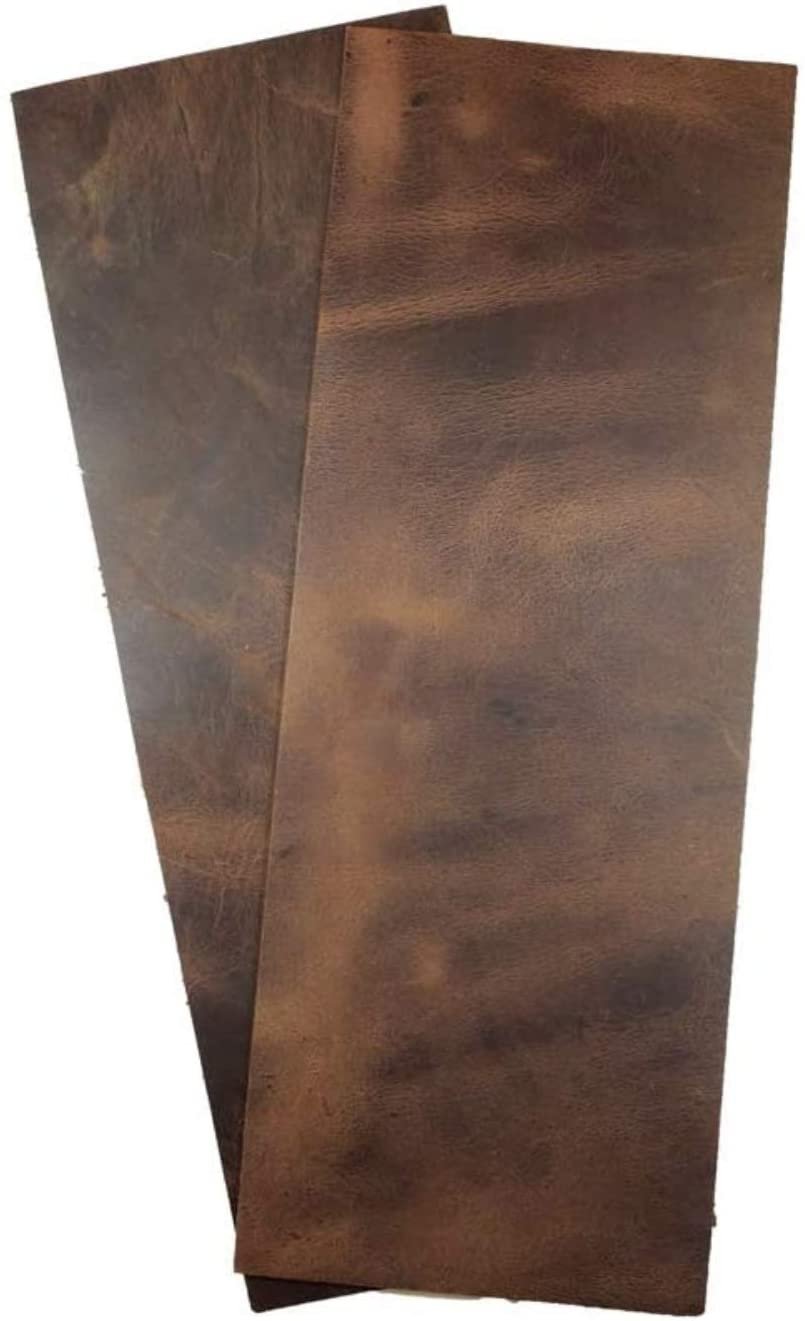 ELW Rustic Leather Rectangles (5" x14") 2 Piece Set for Crafts/Tooling/Hobby Workshop, Medium Weight 5/6 oz (1.6-1.8mm) : Bourbon Brown Main image