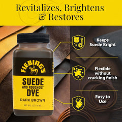 Fiebing's Black Suede Dye (4 oz) - Recolor, Brighten & Restore Suede & Roughout Leather Shoes, Furniture, Purse - Includes Wool Dauber for Easy Application - Flexible When Dry, Won't Crack or Peel