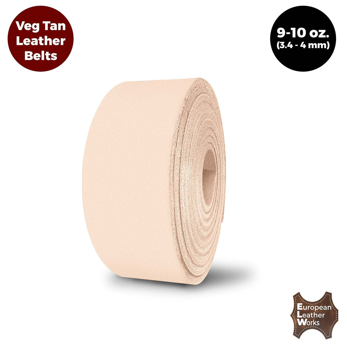9-10 oz. (3.4-4 mm)  ELW Leather Blank Belt & Straps - Cowhide Vegetable Tanned 40" to 84" Lengths Main image