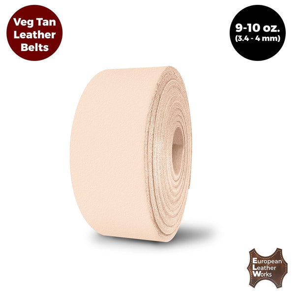 9-10 oz. (3.4-4 mm)  ELW Leather Blank Belt & Straps - Cowhide Vegetable Tanned 40" to 84" Lengths