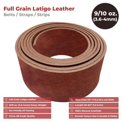 9-10 oz. (3.6-4mm) Latigo Belt Straps in Vintage Brown Size: 2.25"x72"