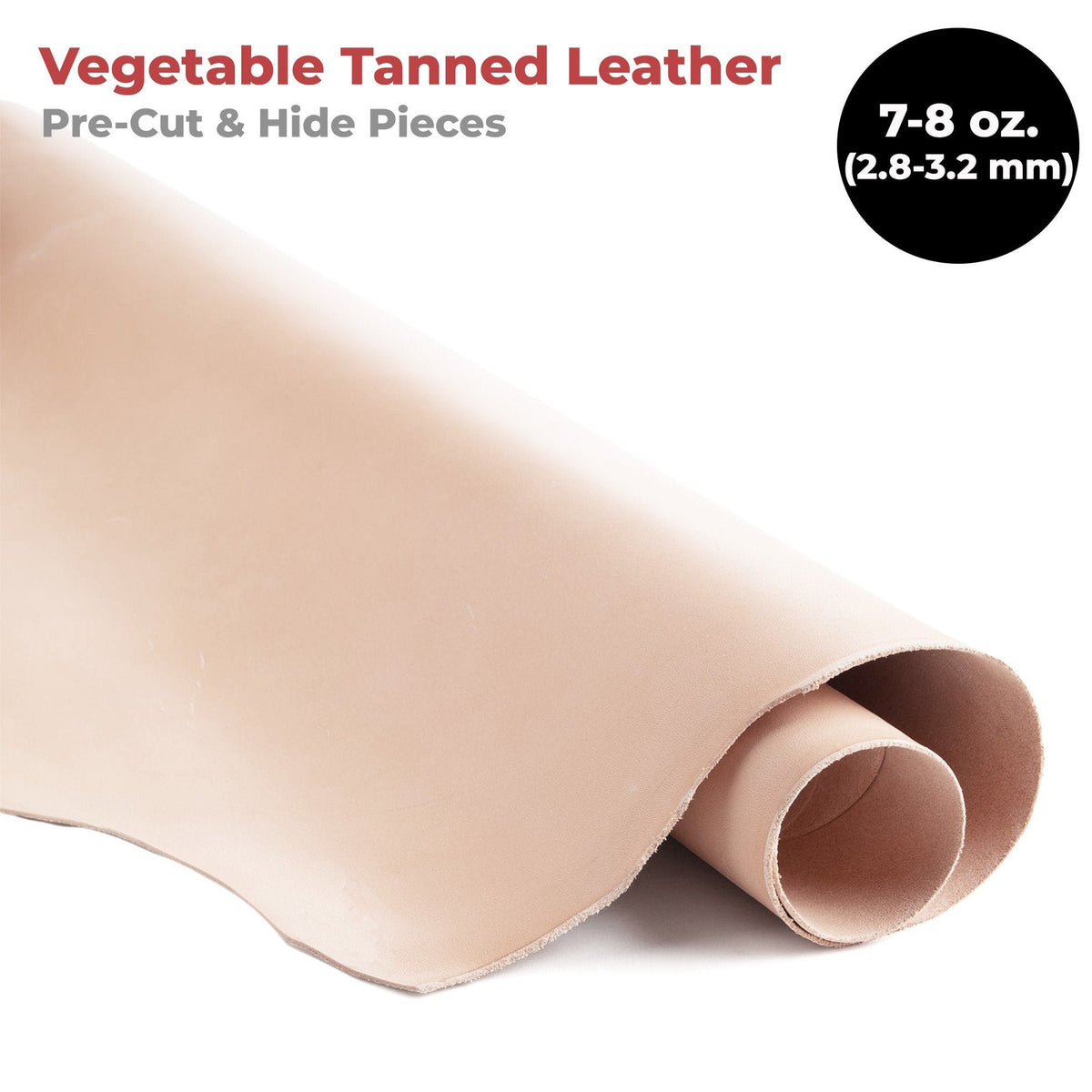 ELW 7-8 oz.(3-3.2 mm) Thickness Pre-Cut Square Tooling Leather Vegetable Tanned Full Grain Leather - Cowhide Leathercraft for Holsters Knife Sheaths Coasters Molding Emboss Stamp Cases Main image