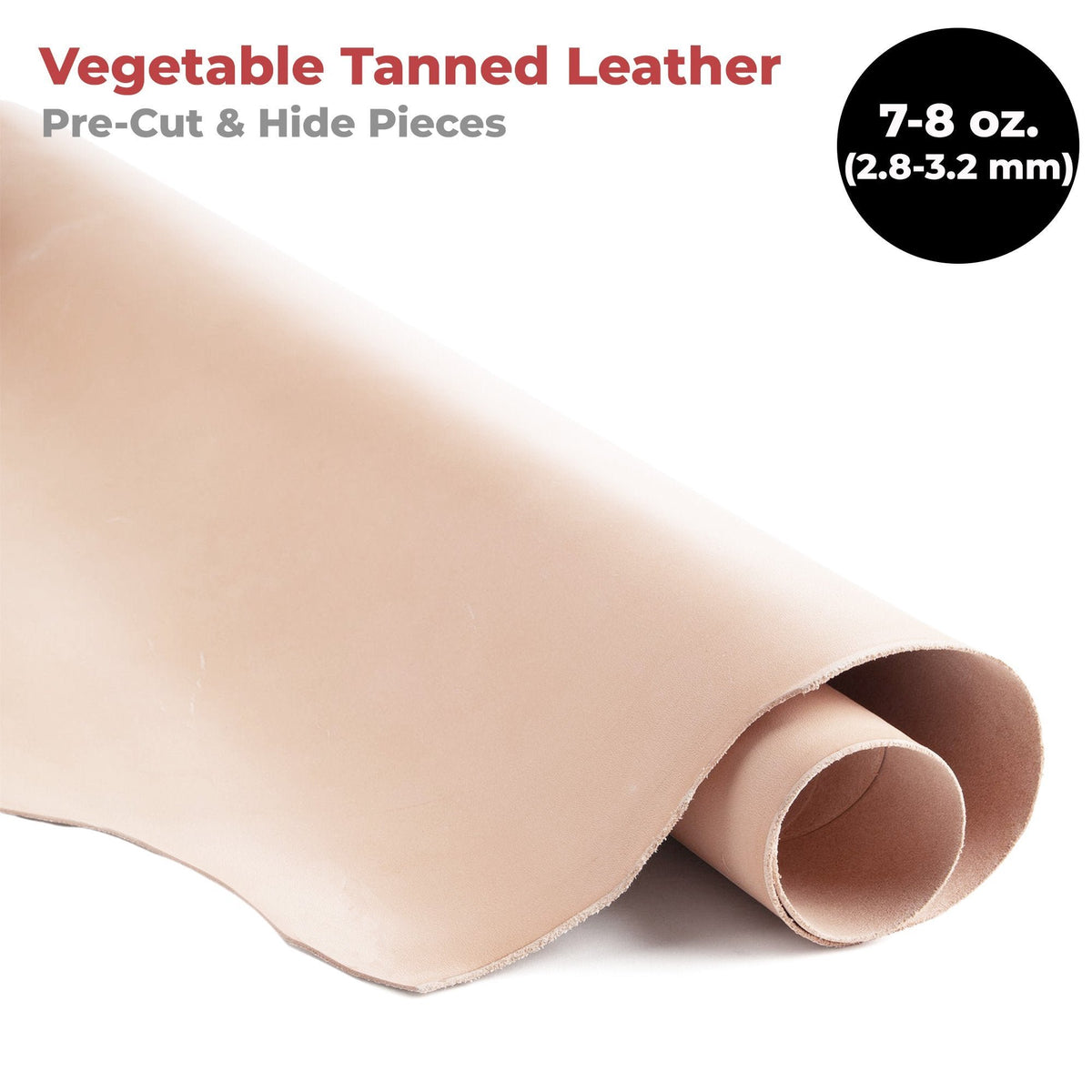 ELW Tooling Leather Vegetable Tanned Full Grain Leather 7-8 oz.(3.2 mm) Pre-Cut Square Cowhide Full Grain Leathercraft for Holsters Knife Sheaths Coasters Molding Emboss Stamp Cases