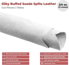 2-4 oz (1-1.6mm) Garment Splits Suede Pre-Cut Piece - Silky Buffed Leather Cowhide - Prime AB Grade Quality - Perfect For Auto, Garments, Chaps, Bags, Vest, Aprons, Saddles, Moccasins