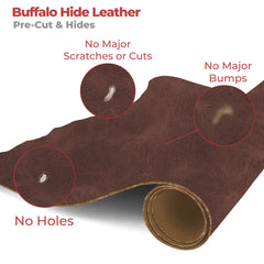 Buffalo Leather Hide 5-6 oz (2-2.4mm) Pre-Cut Craft Leather Sheets | Full Grain Genuine Leather for Crafting Supplies