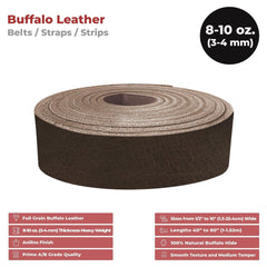 European Leather Works - Buffalo Belt Blanks 8-10 oz (3-4mm) 60" Length Full Grain Leather Belt Straps/Strips for Tooling, Holsters