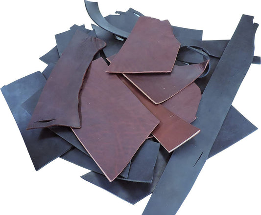 European Leather Works 1lbs Leather Wallet Making Scrap Bags (Black and Burgundy Latigo)