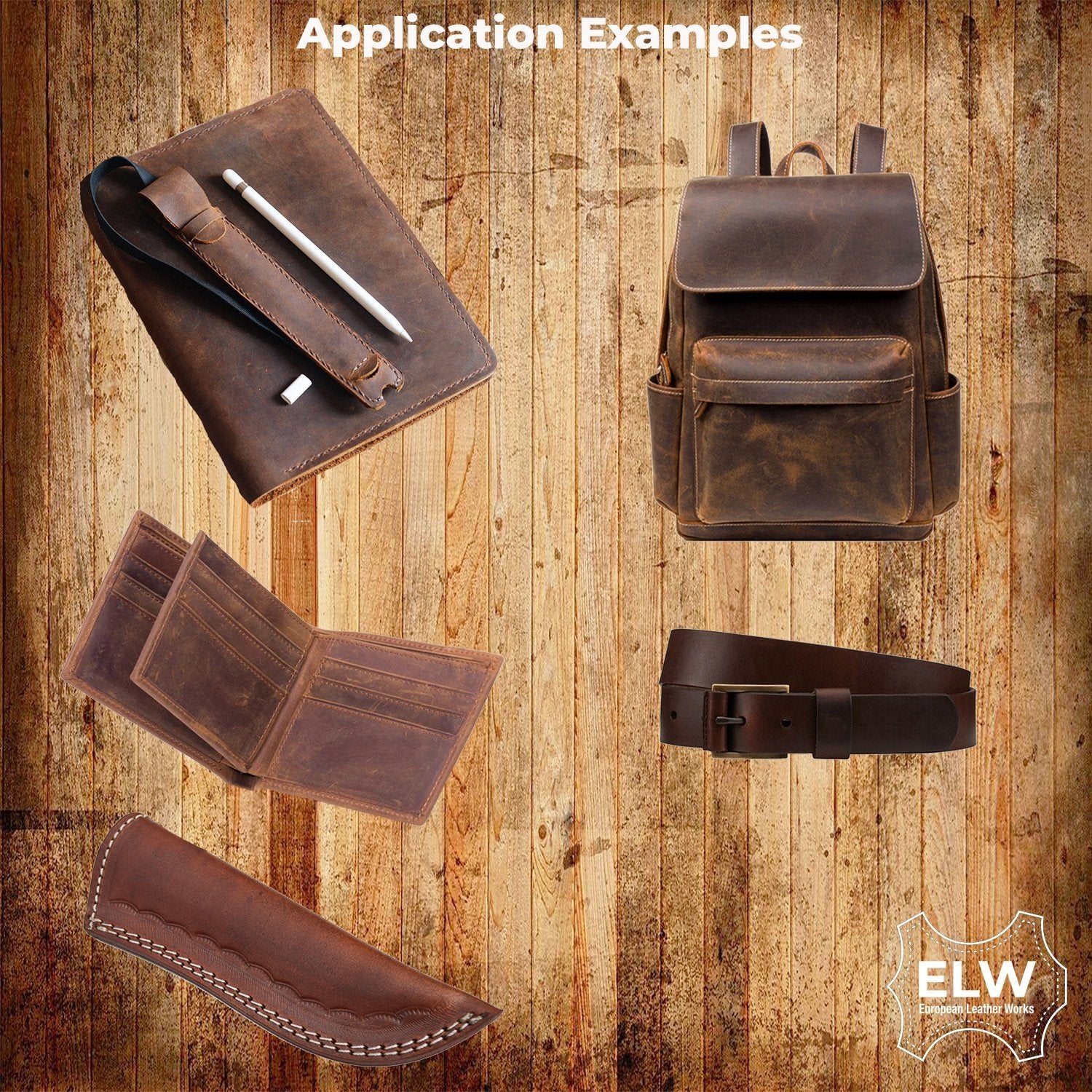 ELW Brown Latigo Leather 9-10oz (3.6-4mm) Straps, Belts, Strips 1/2" to 4" Wide and 72" or 84" Long Full Grain Leather Cowhide Tooling Leather Heavy Weight