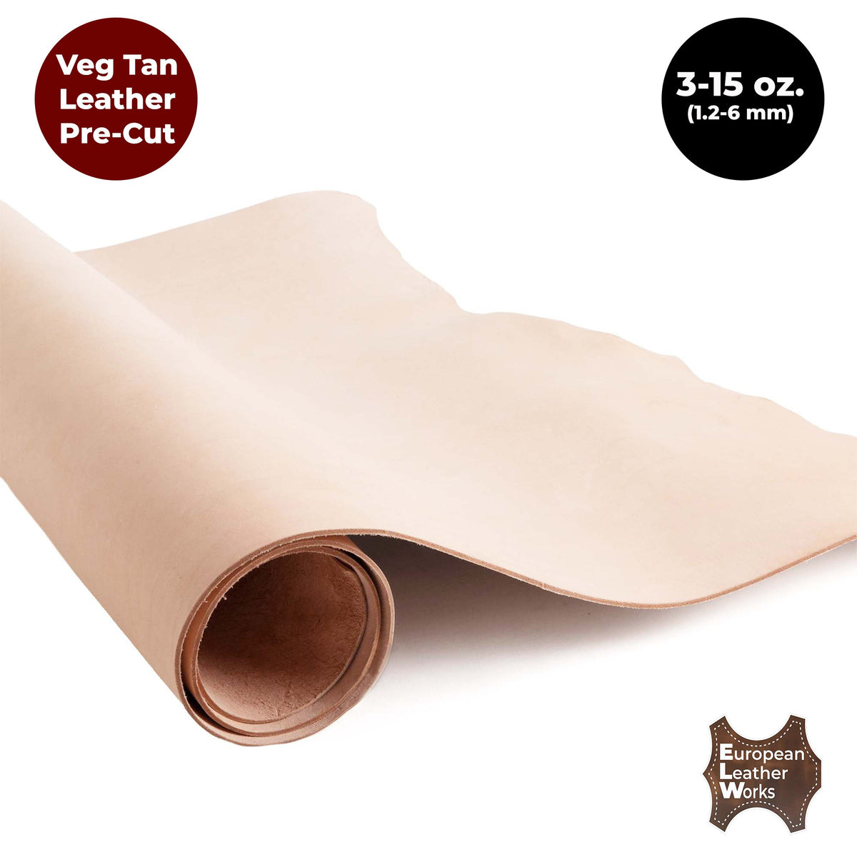 8-11 oz. (3-5mm) Vegetable Tanned Craftsmen Cut Leather Tooling Leather Cowhide Full Grain Leather