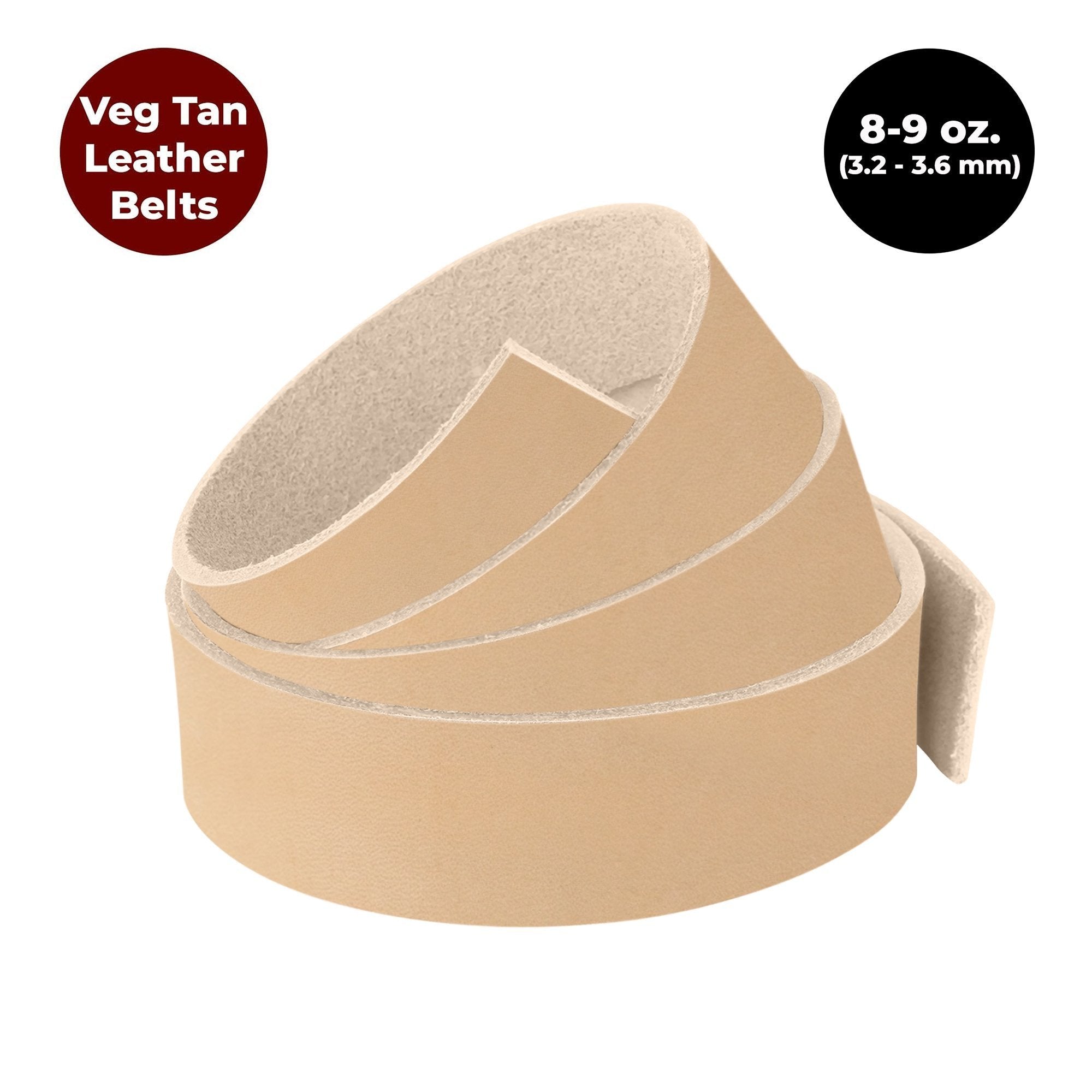 #2 Vegetable Tan Import Cowhide Leather Strip 8/9 oz Size: 50" Length and 1/2" to 4" Width