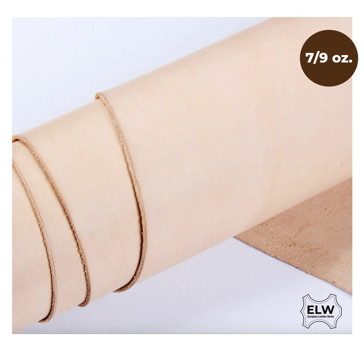ELW 100% Veg Tan Full Grain Leather Cowhide Pre-Cut Pieces 7-9oz (2.8-3.6mm) - Import AA Grade Tooling Leather Hide - Vegetable Tanned Leather for Tooling,Carving,Molding,Dyeing Main image