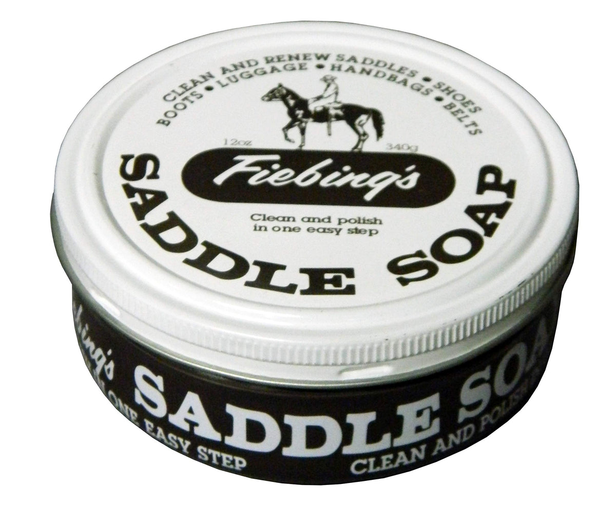 Fiebing's White Saddle Soap for Leather (12 oz Tin) - Leather Cleaner & Conditioner to Soften, Protect & Restore Leathercraft - Leather Soap for Car Seat, Couch, Shoe, Purse, Boot, Bag, & Saddles Main image