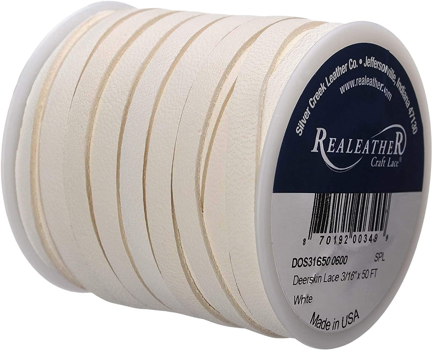 Realeather Deerskin Leather Lace | Size 3/16" x 50' (4.8mm x 15.24m) | 2/3 oz Thickness (.8-1.2mm) Secondary image