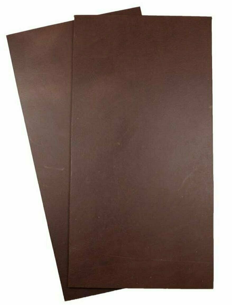 5/6 oz (2.0mm) Full Grain Leather 12"x6" Set of 2 Tooling Crafts Cowhide - Brown Main image