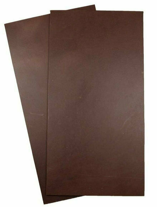 5/6 oz (2.0mm) Full Grain Leather 12"x6" Set of 2 Tooling Crafts Cowhide - Brown
