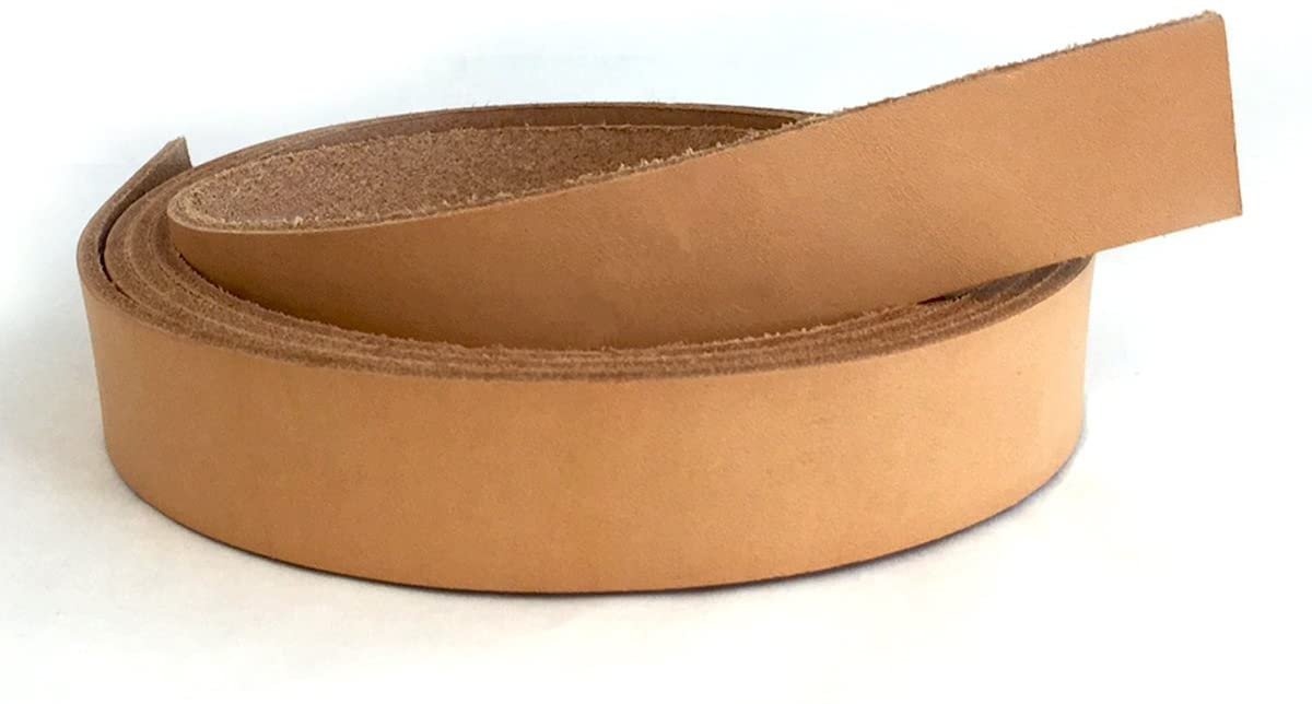 European Leather Works 9-10 oz. 3.2-4mm Vegetable Tanned Cowhide Leather Strip Sizes 1" to 3" Width X 84" Length