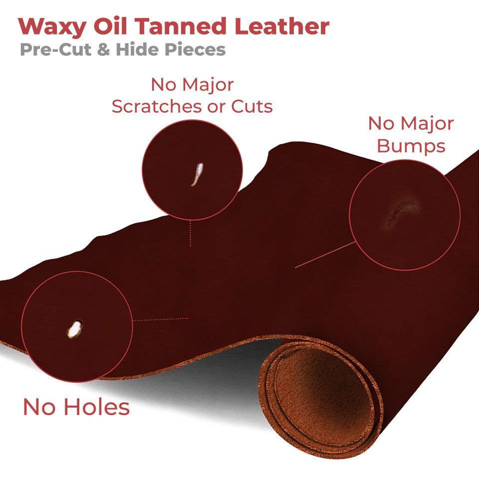 European Leather Work Oil Tanned Waxy Finish Leather 5-6 oz (2-2.4mm)  84" Length Full Grain Cowhide Handmade Leather for DIY, Crafts, Sheaths