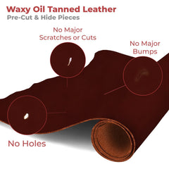 European Leather Work Oil Tanned Waxy Finish Leather 5-6 oz (2-2.4mm)  84" Length Full Grain Cowhide Handmade Leather for DIY, Crafts, Sheaths