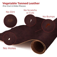 ELW Genuine Leather Vegetable Tanned 8-9 oz. (3.2-3.6mm) Size 6” to 14 SQ FT Full Grain Veg Tan Leather AB Grade Cowhide, Heavy Weight, Tooling, Carving, DIY, Holster, Stamping