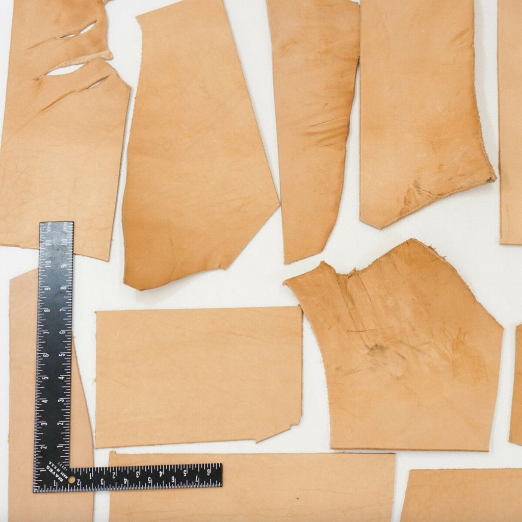 8 LB Vegetable Tan Tooling Cowhide Leather Scraps - HEAVY WEIGHT (7oz-12oz) ELW