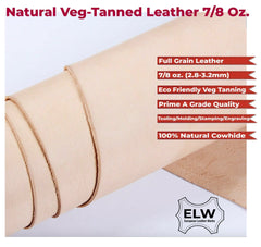 Veg Tan Tooling Leather 2 Piece Special Price 7/8 oz (2.8-3.2mm) Pre-Cut Shapes 6" to 48" Import AA Grade Natural Cowhide Leathercraft, Molding, Holster, Armour, Projects, Repair, Lining