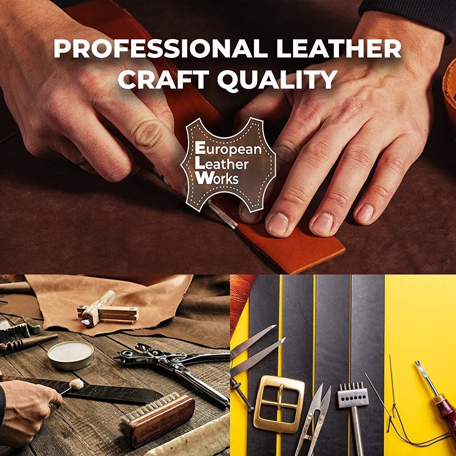 European Leather Work 8-9 oz. (3.2-3.6mm) 60" Length Vegetable Tanned Leather Belt Blanks Full Grain Cowhide Leather Belt Straps/Strips for Tooling, Stamping, Engraving, & Craving