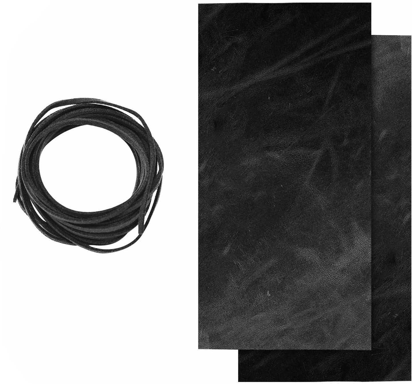 ELW 9-10 oz (3.6-4mm) Full Grain Leather Craft Sets with Cord Braiding String 36", Oil Tanned Real Cowhide for Tooling, Carving, Craft, Repair, Knife Sheaths Secondary image
