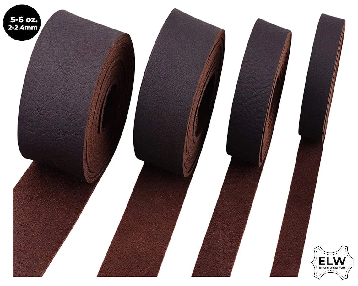Brown 5/6 oz. (2mm) Tooling Leather Belt/Strip/Straps 1/2" to 4" Wide, 68-72 Inches Long Main image