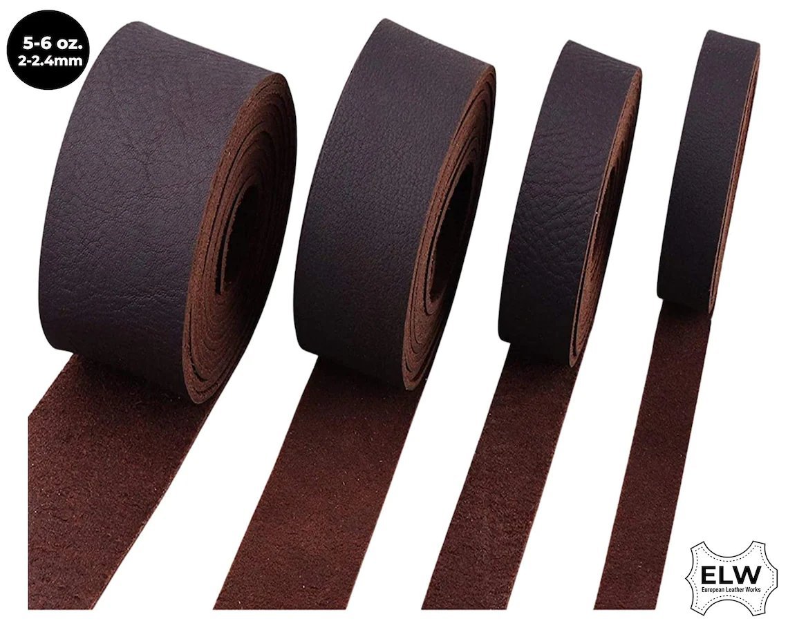 Brown 5/6 oz. (2mm) Tooling Leather Belt/Strip/Straps 1/2" to 4" Wide, 68-72 Inches Long