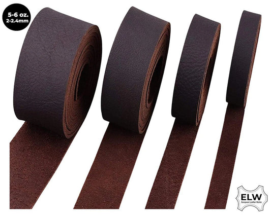 Brown 5/6 oz. (2mm) Tooling Leather Belt/Strip/Straps 1/2" to 4" Wide, 68-72 Inches Long