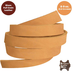 ELW Genuine American Leather Bison 8-9 oz (3.2-3.4mm) Thickness 50" Length Straps, Belts, Strips  Full Grain Hide DIY Craft Projects, Bag, Chap, Moccasins, Jewelry, Wrapping