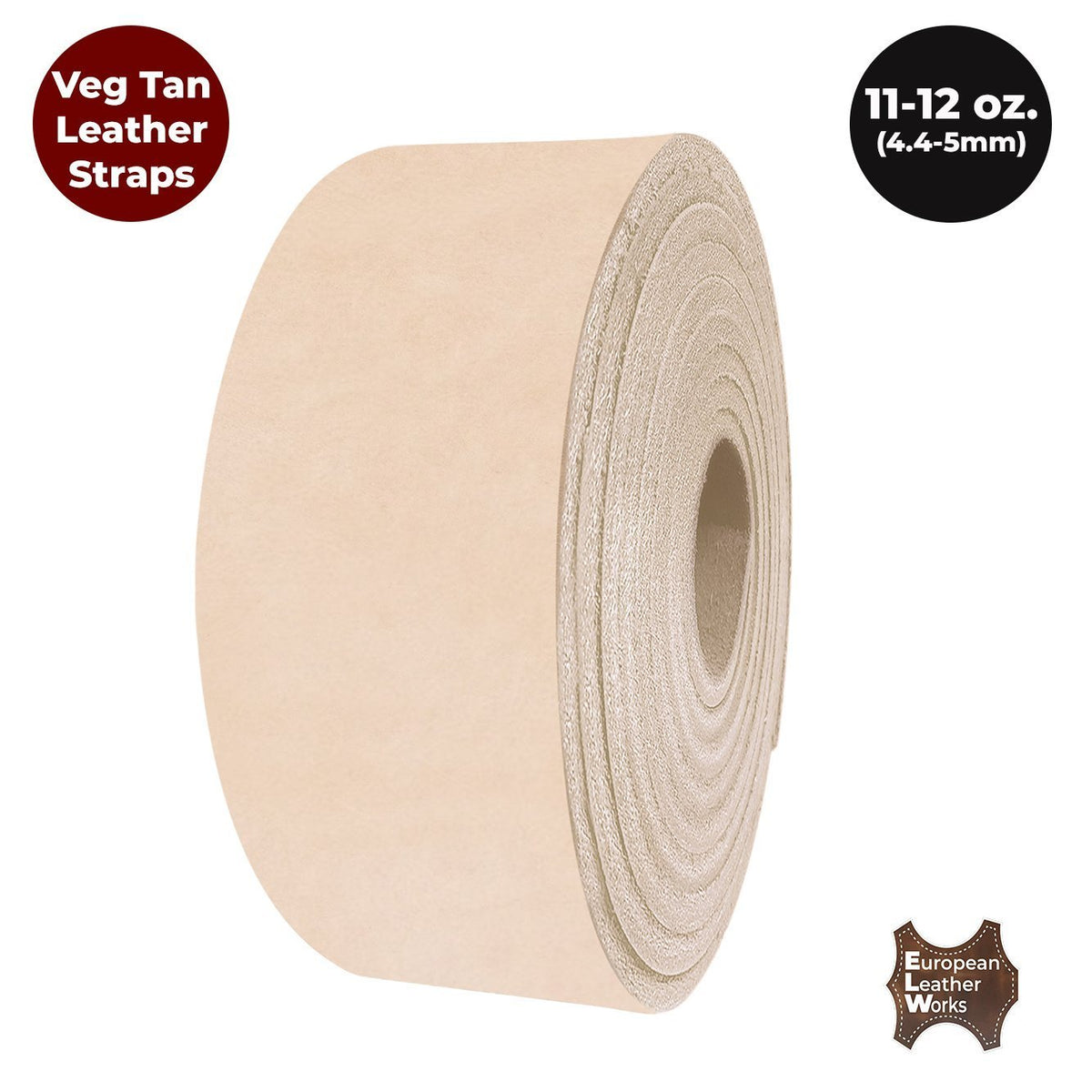 Thick Leather Strip Vegetable Tanned Import Cowhide 11-12 oz / 4mm-5mm / Perfect for Tooling Leather Crafting Belts, Straps, Harnesses, Saddle, DIY | Full Grain Leather Main image