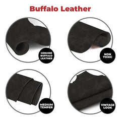 Buffalo Leather Hide 5-6 oz (2-2.4mm) Pre-Cut Craft Leather Sheets | Full Grain Genuine Leather for Crafting Supplies