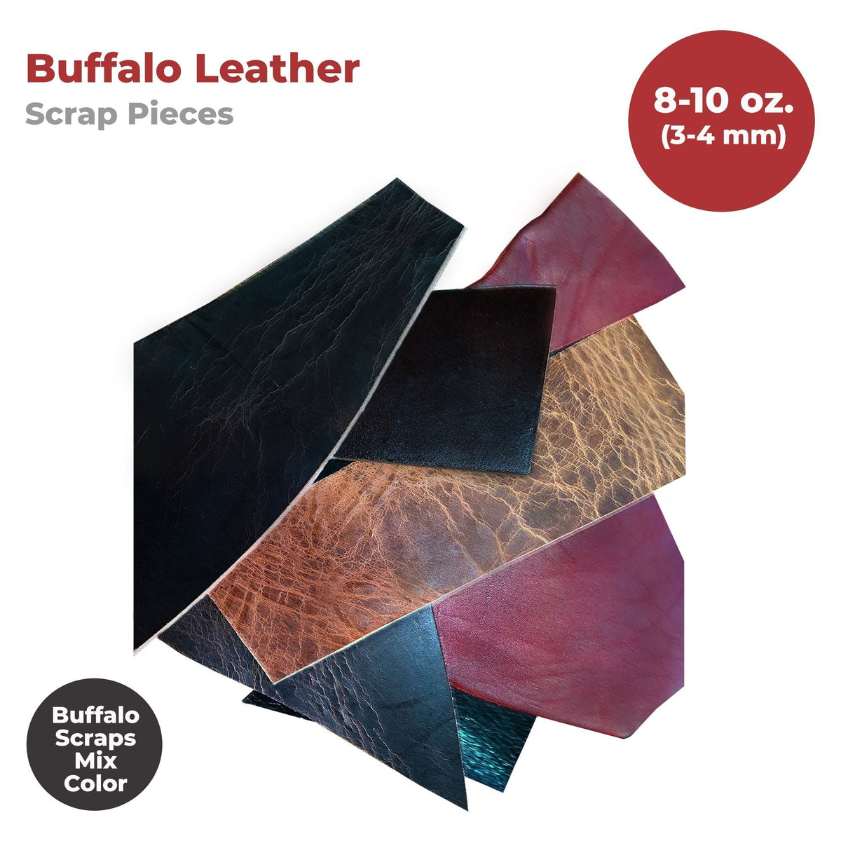 ELW Leather Scraps | Size: 1-6 LB | Genuine Cowhide Leather Remnants for Crafting, Ideal for DIY Leatherworking Projects Tooling, Holsters, Carving, Embossing, Stamping