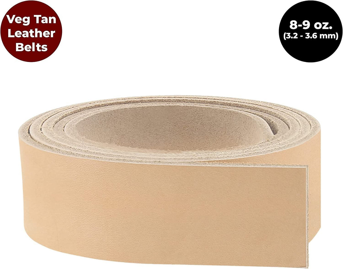 #2 Vegetable Tan Import Cowhide Leather Strip 8/9 oz Size: 50" Length and 1/2" to 4" Width Main image