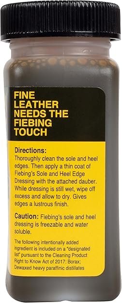 Fiebing's Leather Sole & Heel Edge Dressing, 2-Pack Black (4 oz) - High Gloss Shoe Dressing for Leather Soles & Heels - Provides a Protective Finish - Includes Brush Applicator